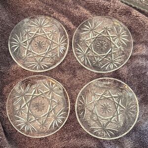 Anchor Hocking Early American Prescut "Star of David" clear glass coasters